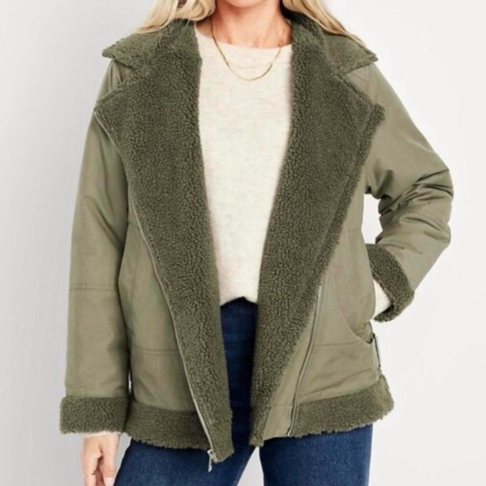 Old Navy Green Sherpa Lined Utility Jacket